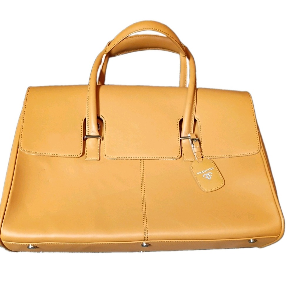 Francine Collection Tan Leather Executive Padded Laptop Briefcase Bag Womens